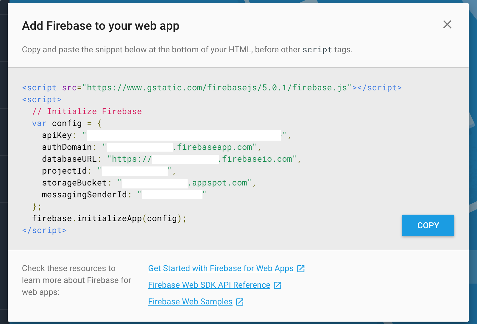 Firebase config